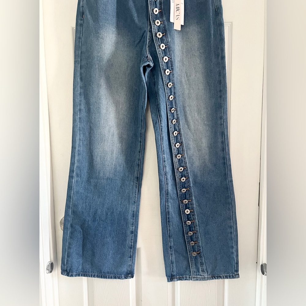 Micas Denim Button High Waist Straight Leg Jeans - Picture 7 of 16